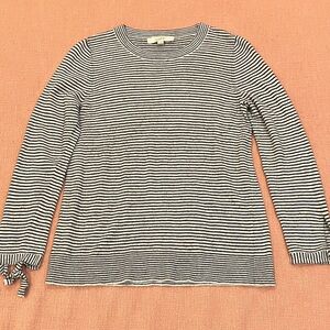 LOFT wool blend Black White Striped Knit Top wm’s medium